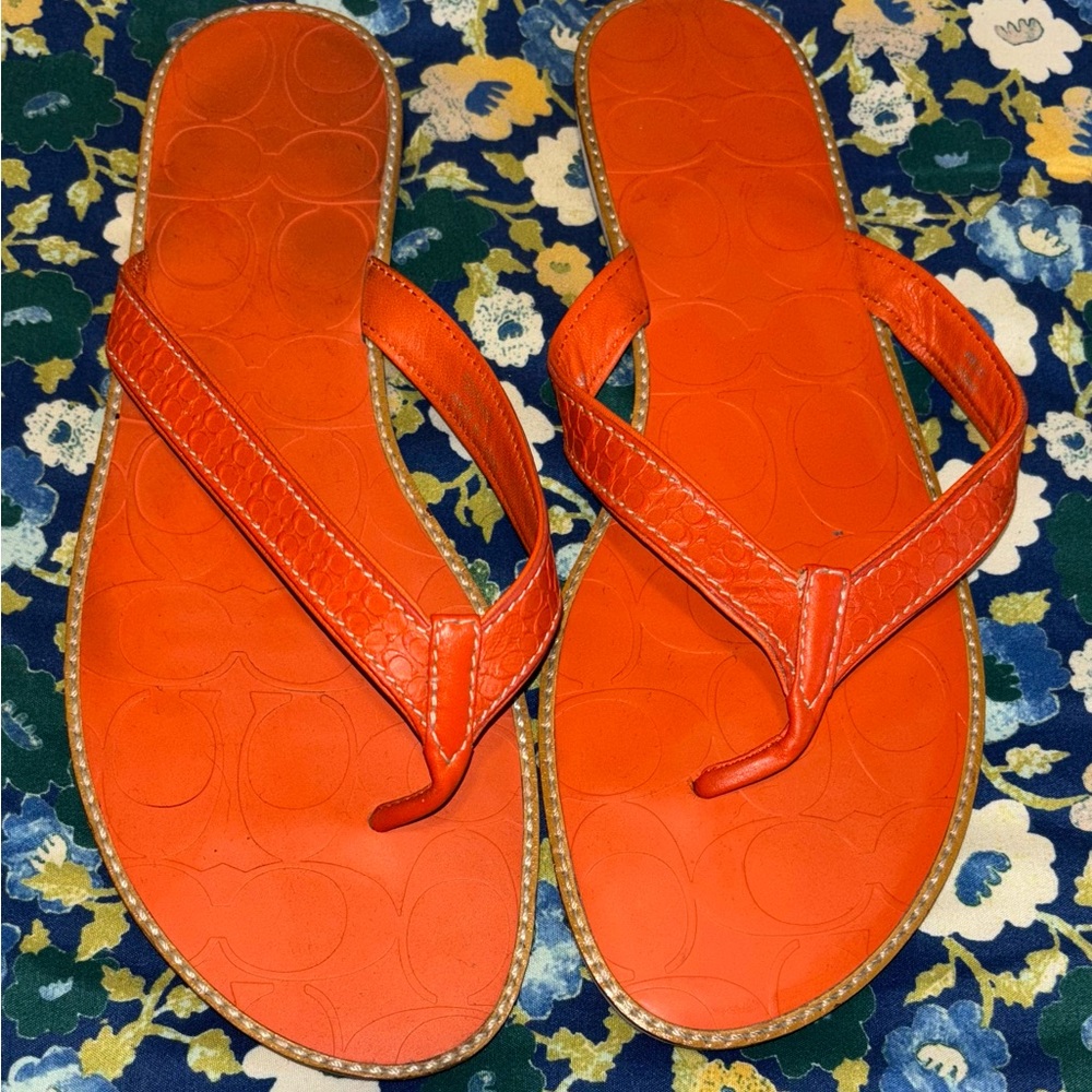 Coach Vibrant Orange Sandals